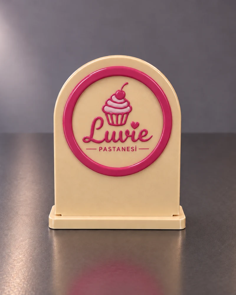 Luvie Pastanesi markalı krem TapLenx standının arka yüzü